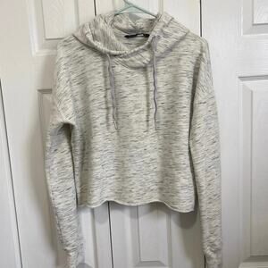 Abercrombie & Fitch Heather Gray Soft Oversized Cropped Hoodie XS
